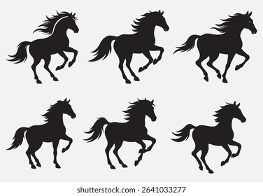 Horse silhouette icon set clipart