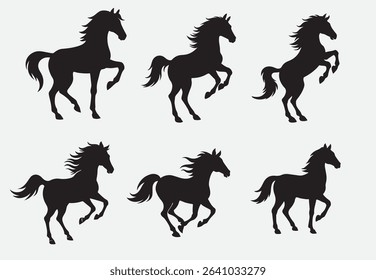 Horse silhouette icon set clipart