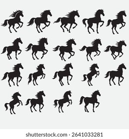 Horse silhouette icon set clipart