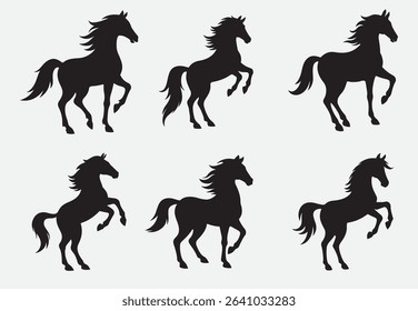Horse silhouette icon set clipart