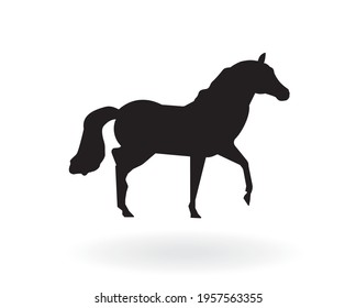 Horse silhouette illustration isolated on white background, vector. Black horse running. Artwork, Wall art, wall decals