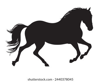 Horse silhouette isolated on white, vector illustration