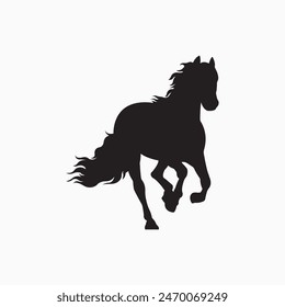 Horse silhouette isolated on white background. Black horses graphic element vector illustration.
