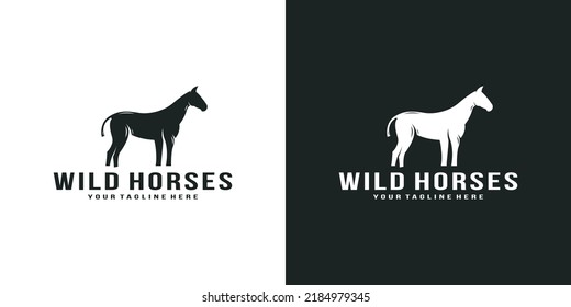 horse silhouette logo design with black and white background