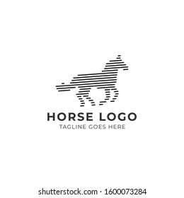 Horse Silhouette Logo Icon. Digital Line Art Effect of Running Horse. Abstract, Clean, Minimalism, Simple and Elegant. Vector Stylized Illustration Design.
