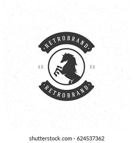 Horse Silhouette Logo Template Vector Design Element Vintage Style for Logotype or Badge.