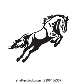 Horse Silhouette Logo Vector Jumping Horse Riding Rider Vector Outline Horse Vectors