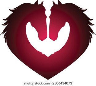 Horse silhouette mirrored into a heart