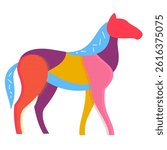 Horse silhouette in modern fashion pop art style. Colorful creative animal character design. Vivid vector illustration.
