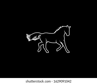 Horse Silhouette on Black Background. Isolated Vector Animal Template for Logo Company, Icon, Symbol etc