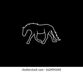 Horse Silhouette on Black Background. Isolated Vector Animal Template for Logo Company, Icon, Symbol etc
