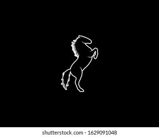 Horse Silhouette on Black Background. Isolated Vector Animal Template for Logo Company, Icon, Symbol etc