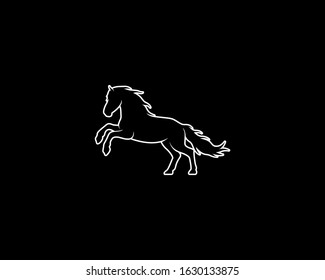Horse Silhouette on Black Background. Isolated Vector Animal Template for Logo Company, Icon, Symbol etc