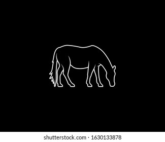 Horse Silhouette on Black Background. Isolated Vector Animal Template for Logo Company, Icon, Symbol etc
