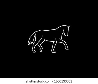 Horse Silhouette on Black Background. Isolated Vector Animal Template for Logo Company, Icon, Symbol etc