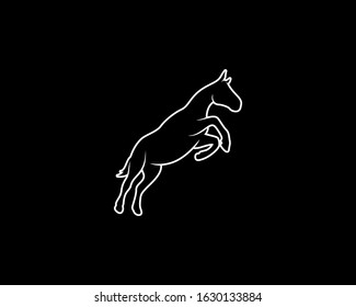Horse Silhouette on Black Background. Isolated Vector Animal Template for Logo Company, Icon, Symbol etc