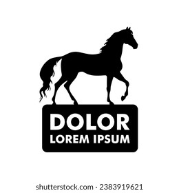 Silueta de caballo en un pedestal, plantilla de logotipo. Logo clásico vectorial para una empresa.