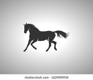 Horse Silhouette on White Background. Isolated Vector Animal Template for Logo Company, Icon, Symbol etc