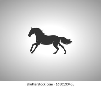 Horse Silhouette on White Background. Isolated Vector Animal Template for Logo Company, Icon, Symbol etc