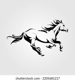 Horse Silhouette Outline Equestrian Vector Illustration Equine Pony