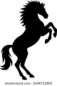 a horse silhouette rearing running