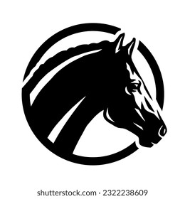 Horse silhouette, round shape logo.