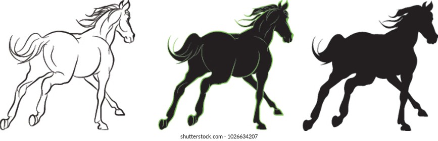 Horse Silhouette, Horse run, Mare