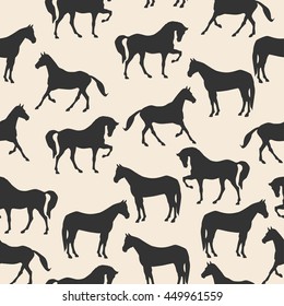 Horse silhouette seamless pattern background