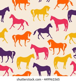 Horse silhouette seamless pattern background