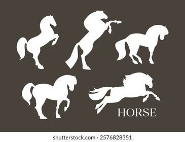Horse silhouette set. Elegant animal design
