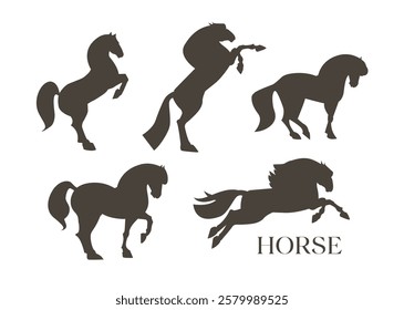 Horse silhouette set. Elegant animal design