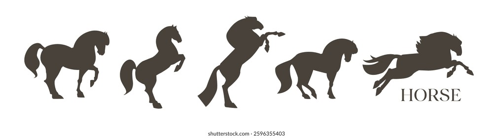 Horse silhouette set. Elegant animal design