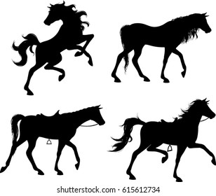 Horse Silhouette Set - Vector Illustrations