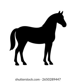 Horse Silhouette Standing Isolated on White Background