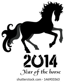 Horse, silhouette of symbol  2014 year
