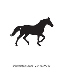 Horse silhouette vector flat illustration on white background.