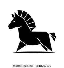 Horse silhouette vector illustration featuring a stylized geometric mane and dynamic pose on transparent background