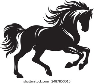 Horse Silhouette Vector Illustration White Background