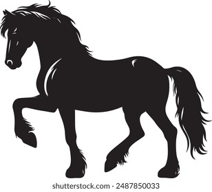 Horse Silhouette Vector Illustration White Background