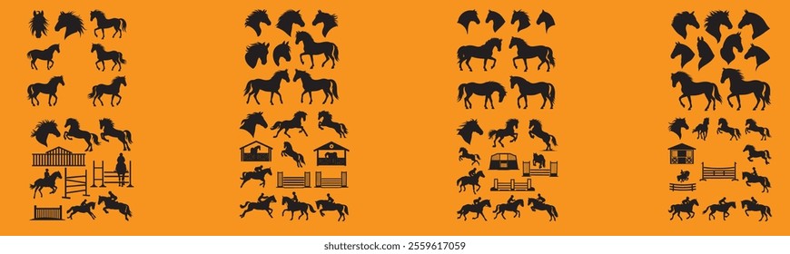 Horse Silhouette Vector Mega Collection Set