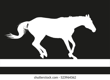 horse silhouette, vector realistic silhouette running horse