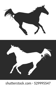 horse silhouette, vector realistic silhouette running horse.