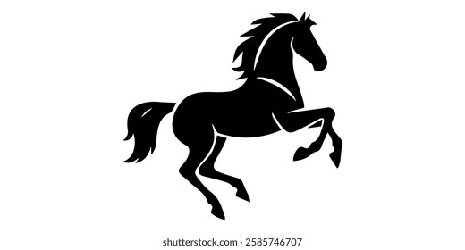 horse silhouette vector, A silhouette of a running horse, black horse silhouette, Horses Silhouettes, Jumping horse isolated on white background.