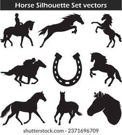 Horse Silhouette Vector Set, Horses Vector