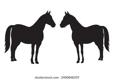 Horse Silhouette Vector, Silhouette of a standing horse