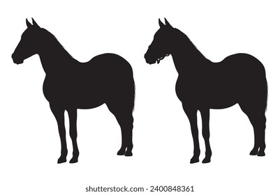 Horse Silhouette Vector, Silhouette of a standing horse
