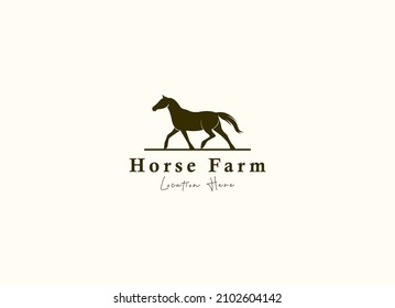 Horse silhouette for vintage retro rustic countryside western country farm ranch logo design