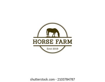 Horse silhouette for vintage retro rustic countryside western country farm ranch logo design