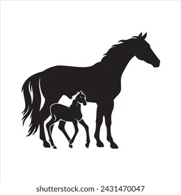 Horse silhouettes. with fully editable