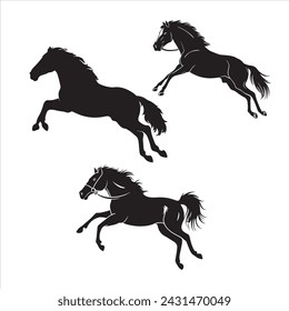 Horse silhouettes. with fully editable